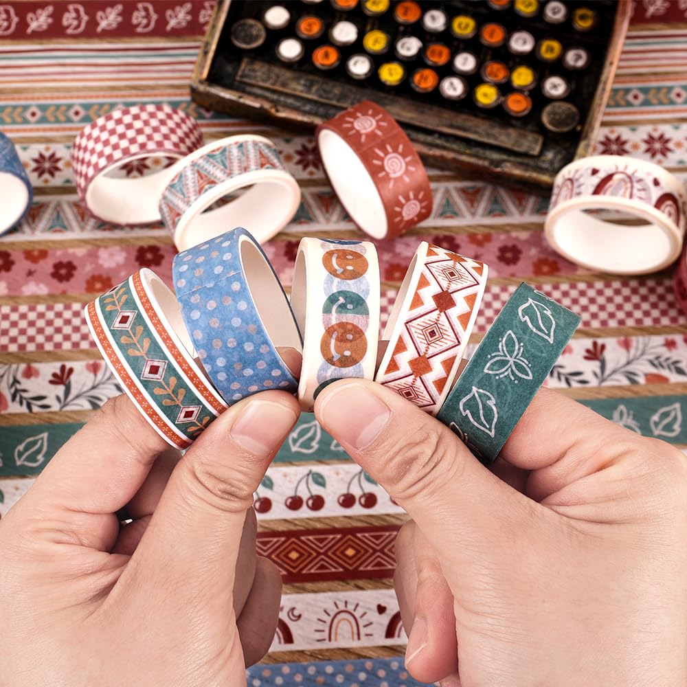20 Rolls Bohemia Theme Washi Tape Set,Writable Decorative Tapes for Scrapbooking, Bible Journaling