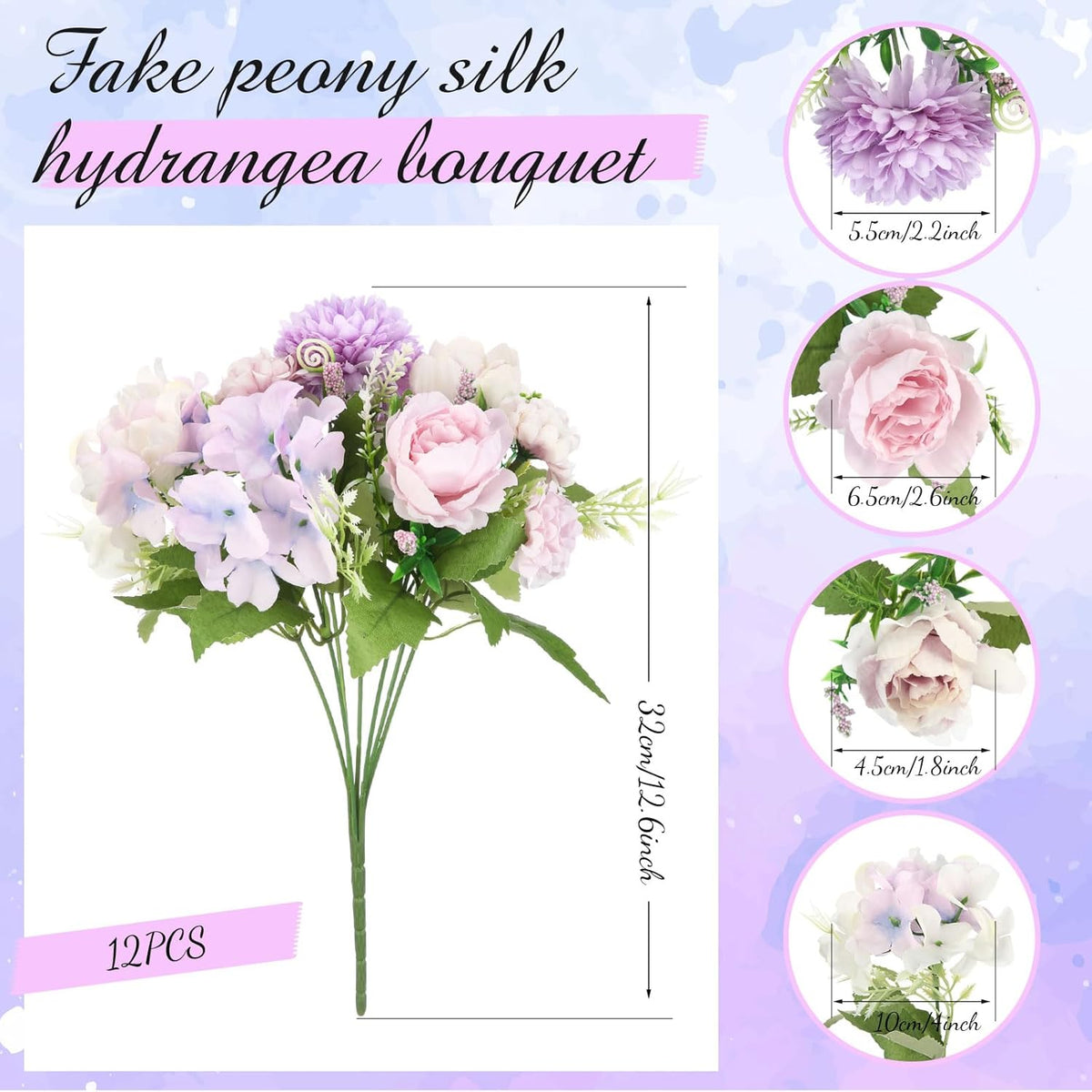 Tigeen Artificial Flowers Artificial Peonies Silk Flowers Faux Peony Fake Peony Silk Hydrangea