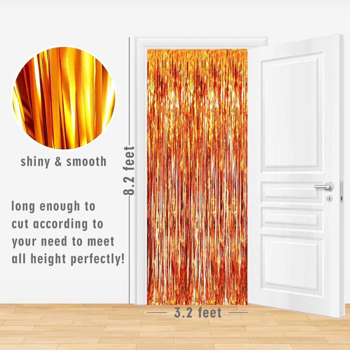 GOER 3.2 ft x 8.2 ft Metallic Tinsel Foil Fringe Curtains Party Photo Backdrop Party Streamers for