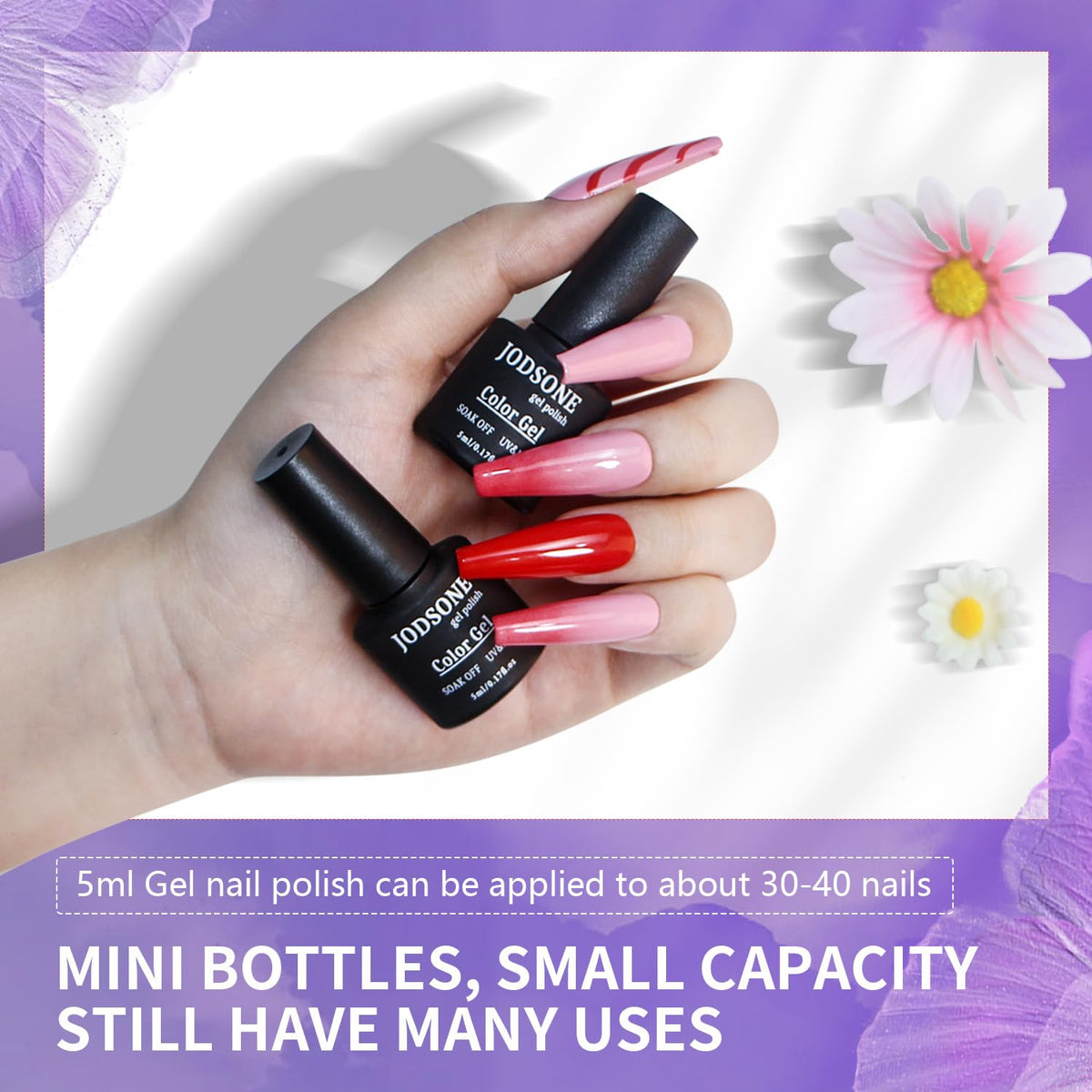 JODSONE 20 Colors Gel Nail Polish Kit with U V Light Base Top Matte Coat High Shine Vibrant Nail