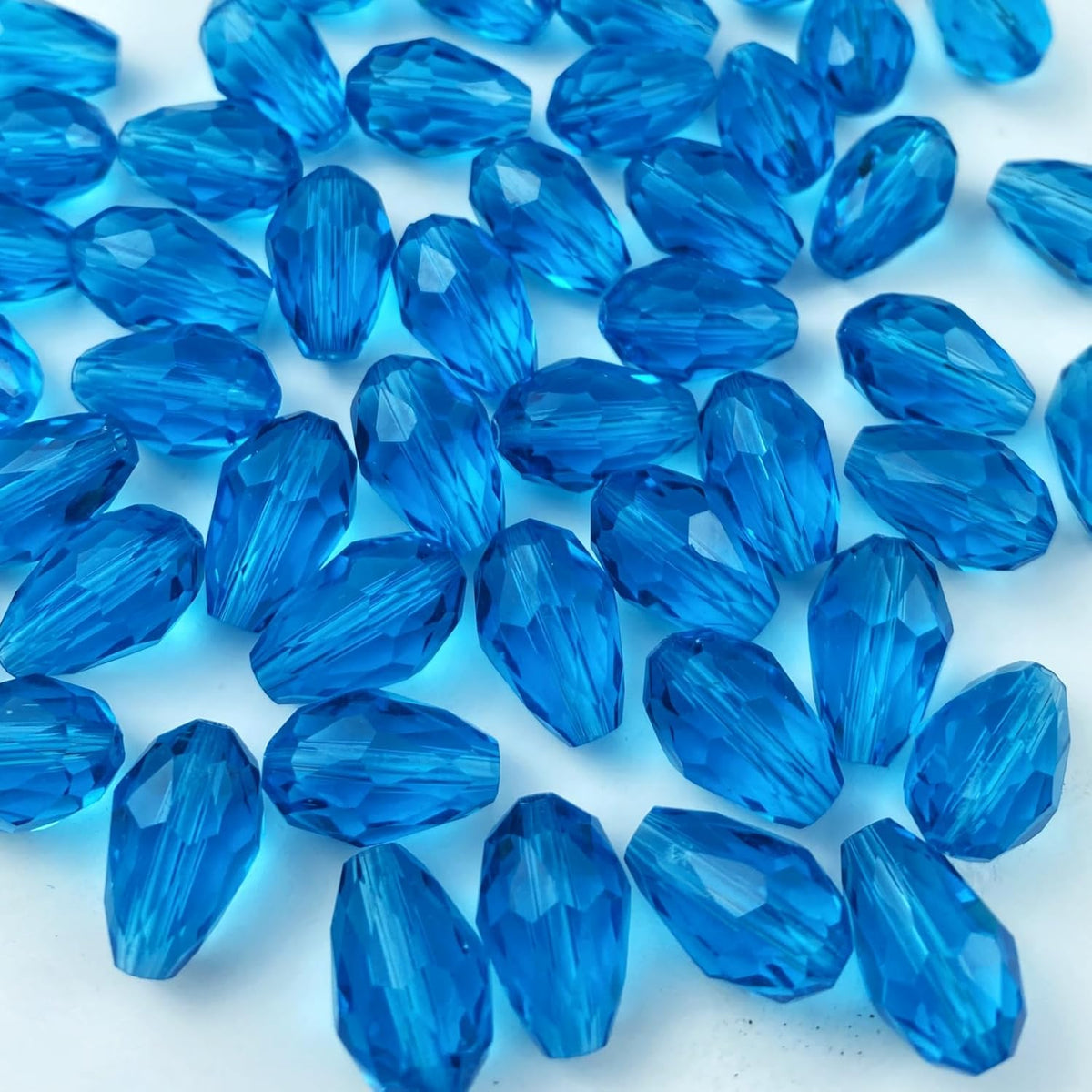 130pcs 6x8mm Teardrop Crystal Glass Beads Vertical Hole Faceted Glass Teardrop Spacer Beads for