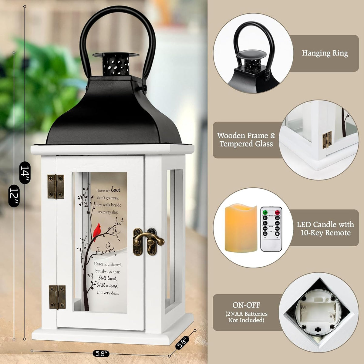 Memorial Lantern - Bereavement Sympathy Gifts for Loss of Loved One Memorial Gifts for Loss of