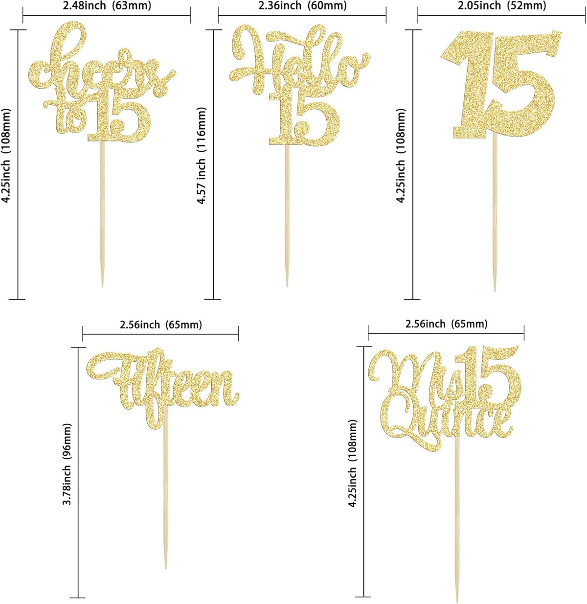 30Pcs 15th Birthday Cupcake Toppers Fifteen Cupcake Picks Cheers to 15 Years Old Mis Quince 15 Cake