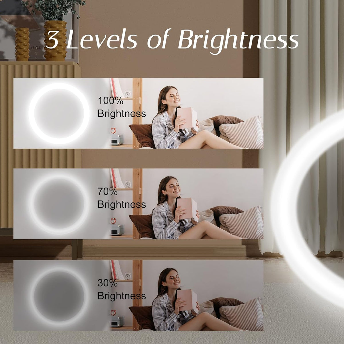 Compact Mirror with Light, 1X/3X Magnification LED Pocket Mirror with USB Data Cable,Mini Mirror