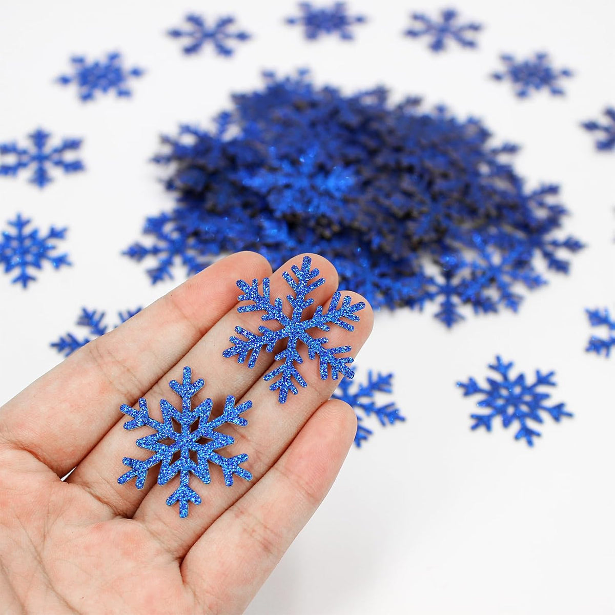 200PC Snowflake Confetti Dark Blue Christmas Confetti Snowflakes Table Scatter For Winter Holiday