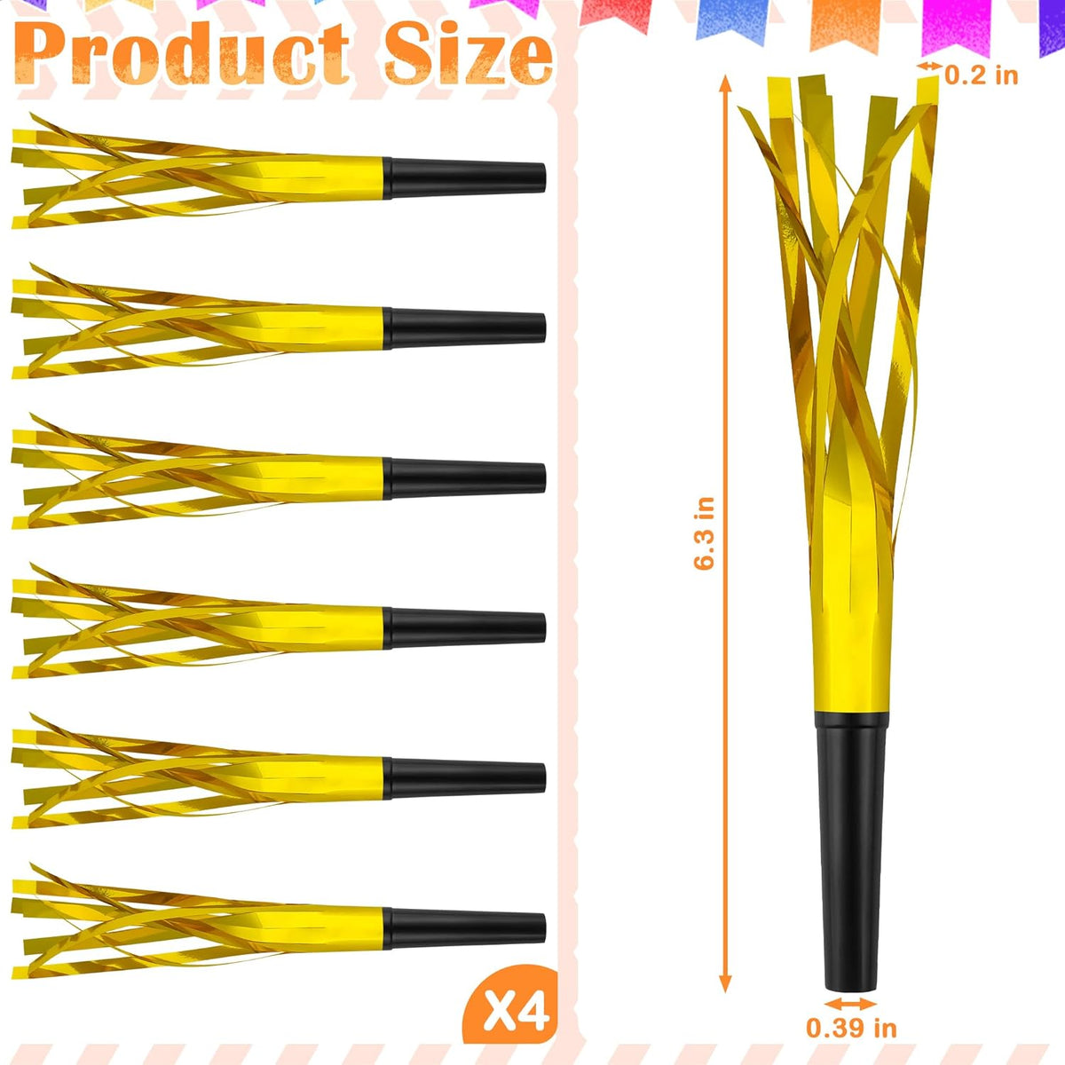 24 PC Gold Party Favors Party Blowers for Adults Party Horns Birthday Blowers Noisemakers Blowouts