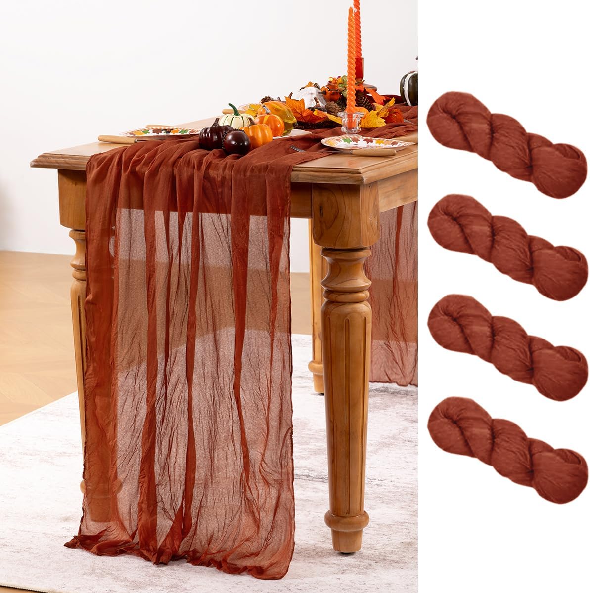Terracotta Cheesecloth Table Runner 4 Pack Fall Burnt Orange Cheese Cloth Table Runners 120 Inches