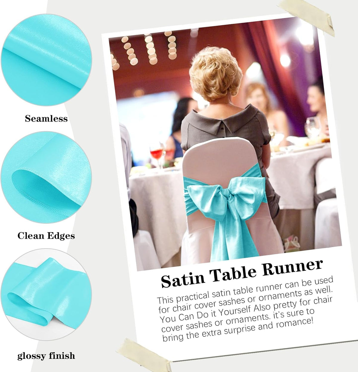 10 Pack Satin Table Runner 12 x 108 Inch Long Turquoise Silk Table Runner for Wedding Party Banquet