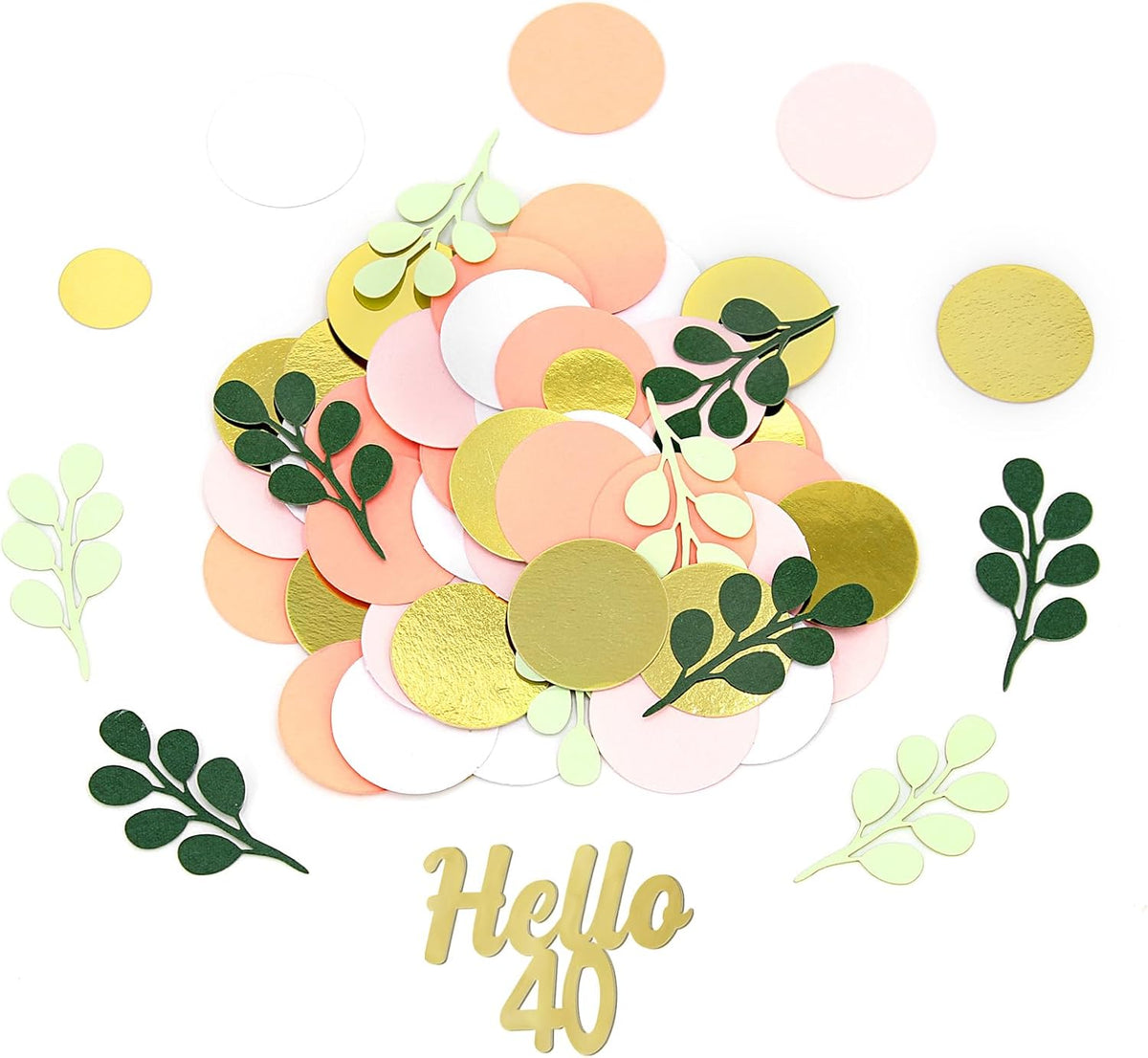 300PC 40TH Birthday Confetti for Table Pink and Sage Green Happy 40TH Birthday Decorations for
