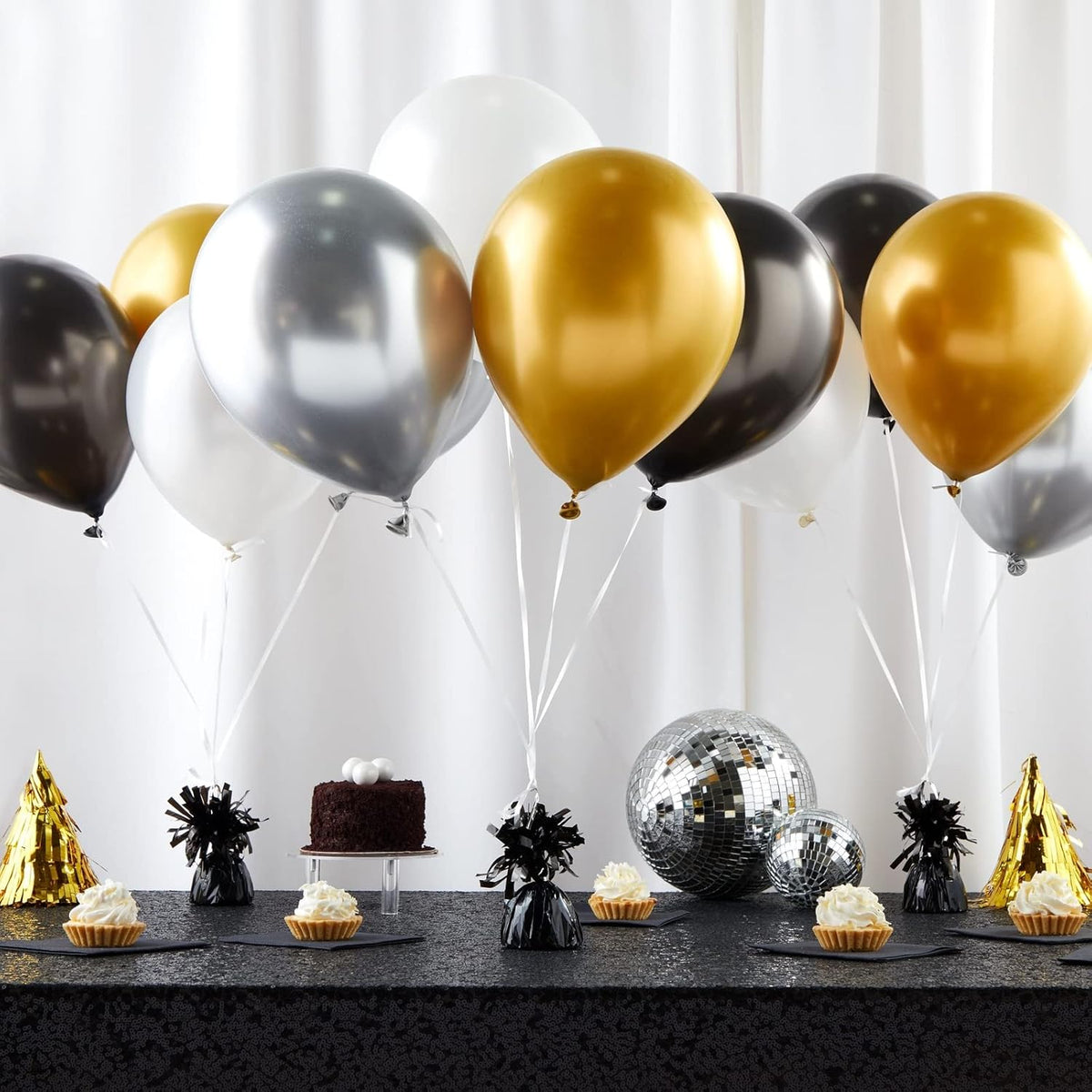 BLUE PANDA Black Balloon Weights - Pack of 15, 6 Oz, 4.5 In - Helium Balloon Weight Bulk for Table
