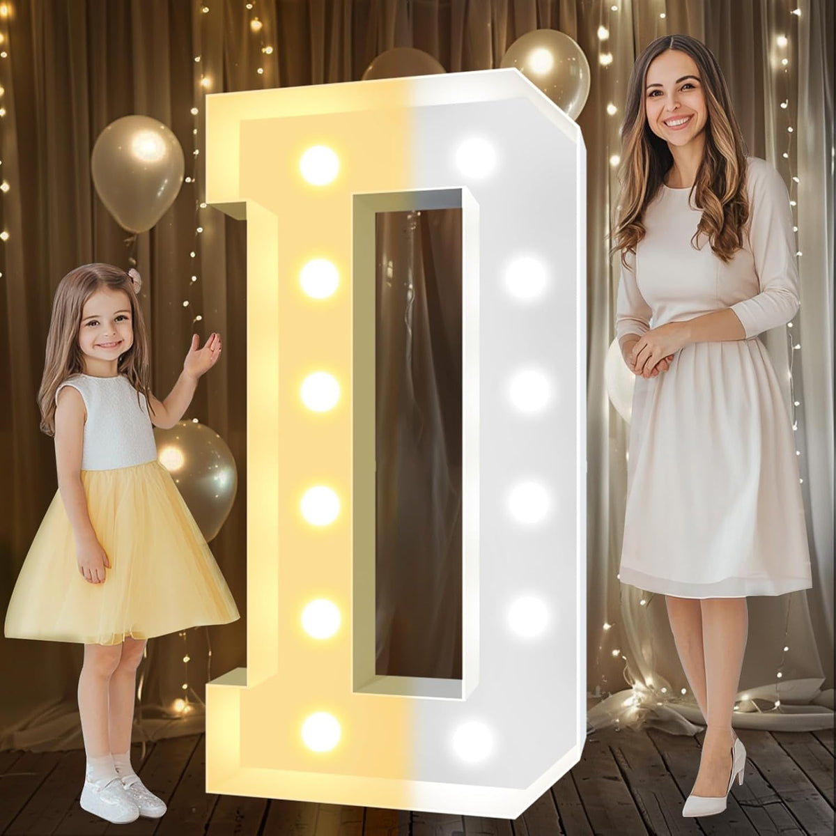 Pooqla 4 FT Marquee Light Up Letters, Cool White and Warm White Marquee Letter 4 Feet Tall, Giant