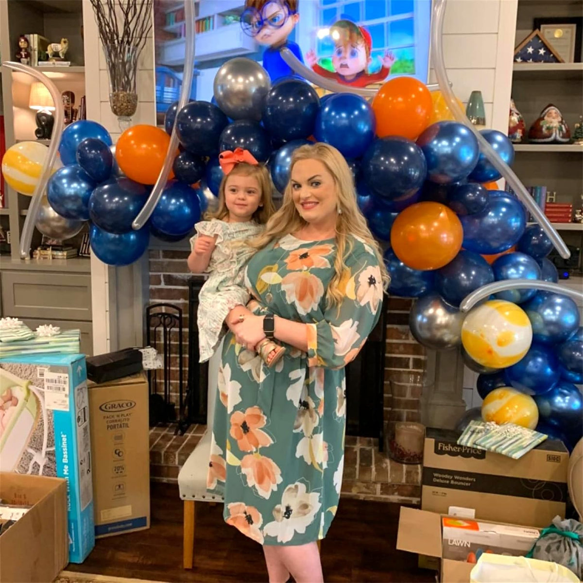 60Pcs Balloons Orange Blue, Outer Space Party Balloons Set, Navy Blue Silver Orange Yellow Agate