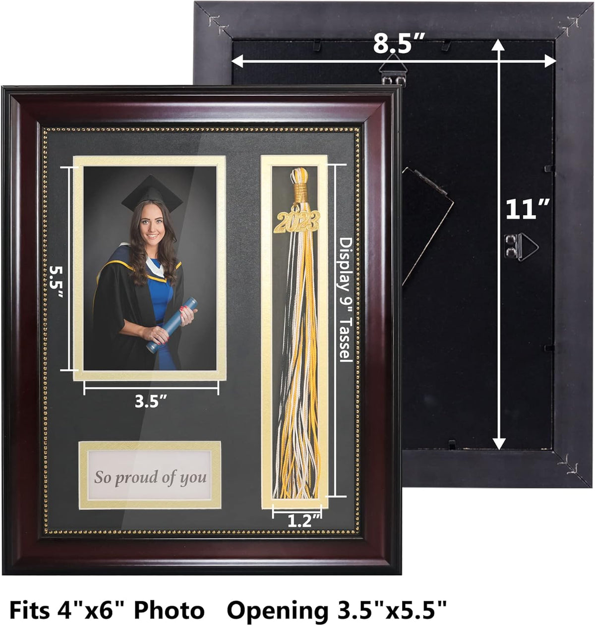 GraduationMall Graduation Photo Shadow Box Frame with Tassel Holder for 4x6 Pictures,Real