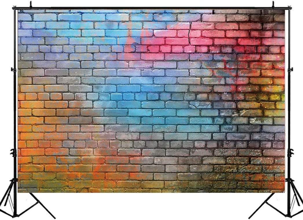 LTLYH 8x6ft Colorful Brick Wall Photo Backdrop Baby Birthday Wedding Party Photography Background