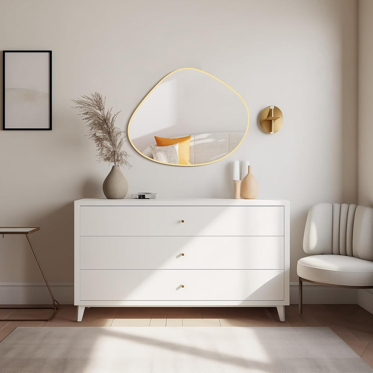 WallBeyond Asymmetrical Mirror, Irregular Wall Mirror for Bathroom, Abstract Wall Mirrors