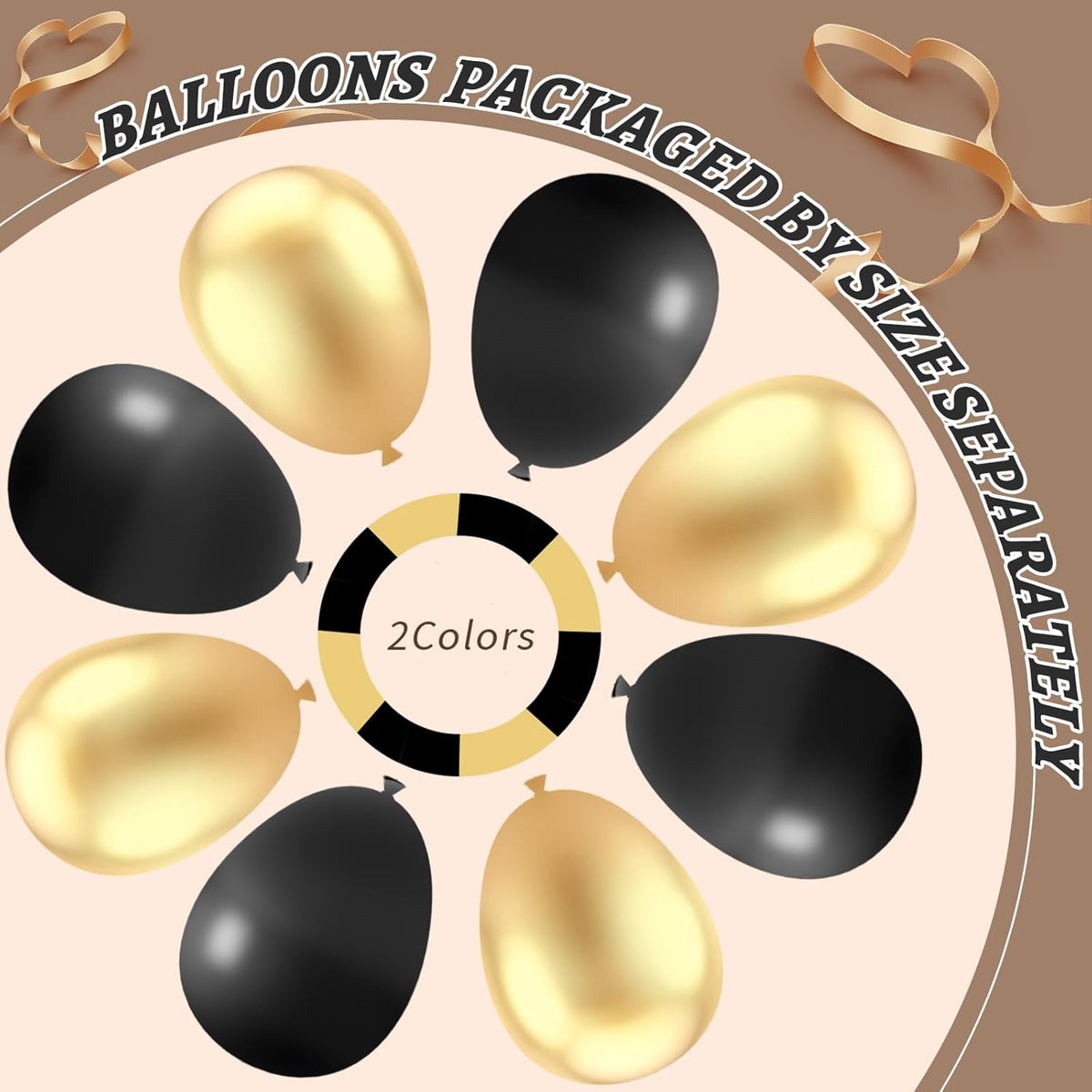 412Pcs Black and Gold Balloons Garland Arch Kit,18 12 10 5 Inch Different Size Black and Metallic