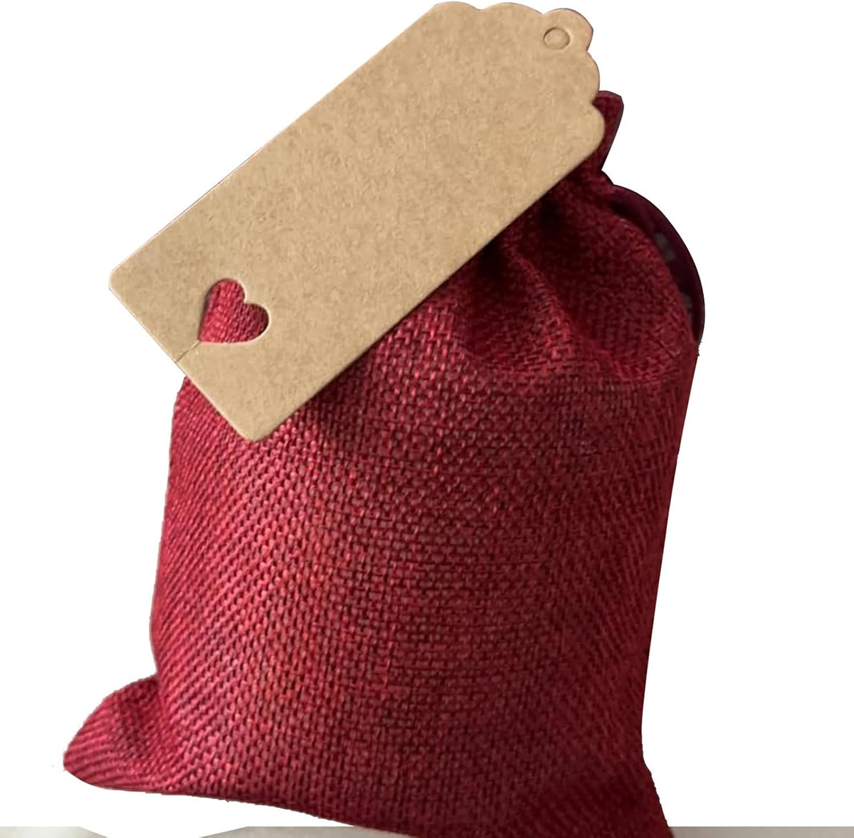 ZOENHOU 100 Packs 3 x 4 Inch Large Burlap Bags Bulk with Drawstring, Durable Wine Red Jute