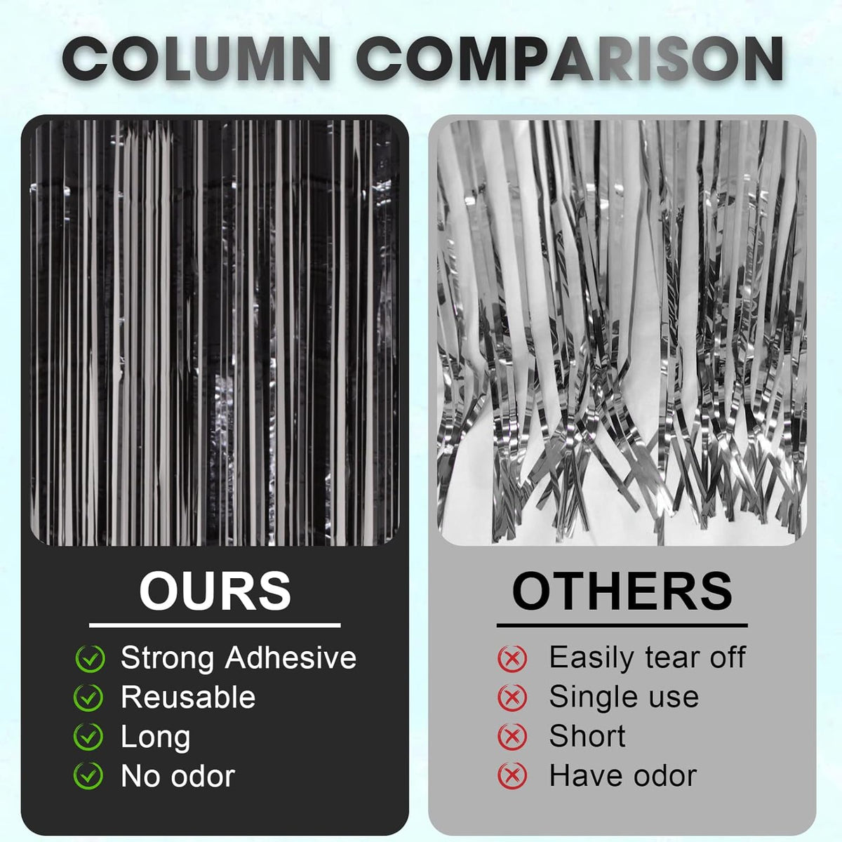 4 Pack Black Foil Fringe Backdrop Curtains, Tinsel Streamers Birthday Party Decorations, Fringe