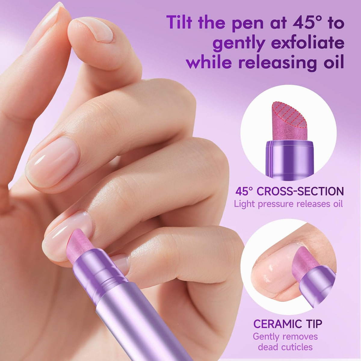 3-in-1 Cuticle Oil Pen Cuticle Pusher Nail Oil Pen with Ceramic Tip, Cuticle Treatment for