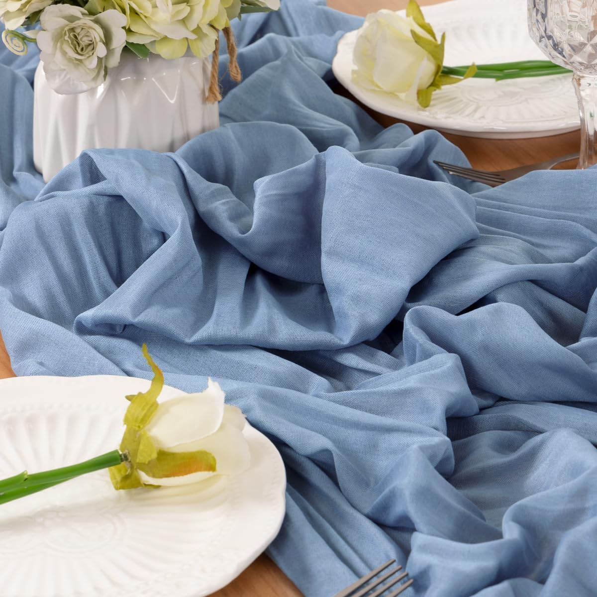 Dusty Blue Table Runner Cheesecloth Table Runner 4 Pack 10FT Farmhouse Table Runners 120 Inches