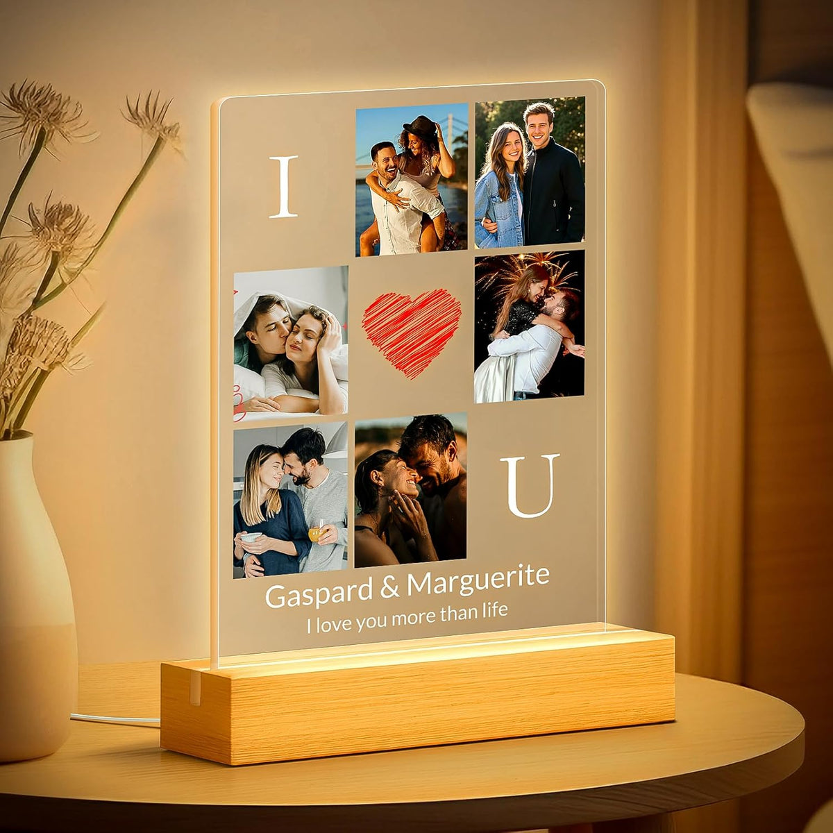 Personalized Photo Frame with Night Light, Custom Picture Frames with Photo, Customized Acrylic