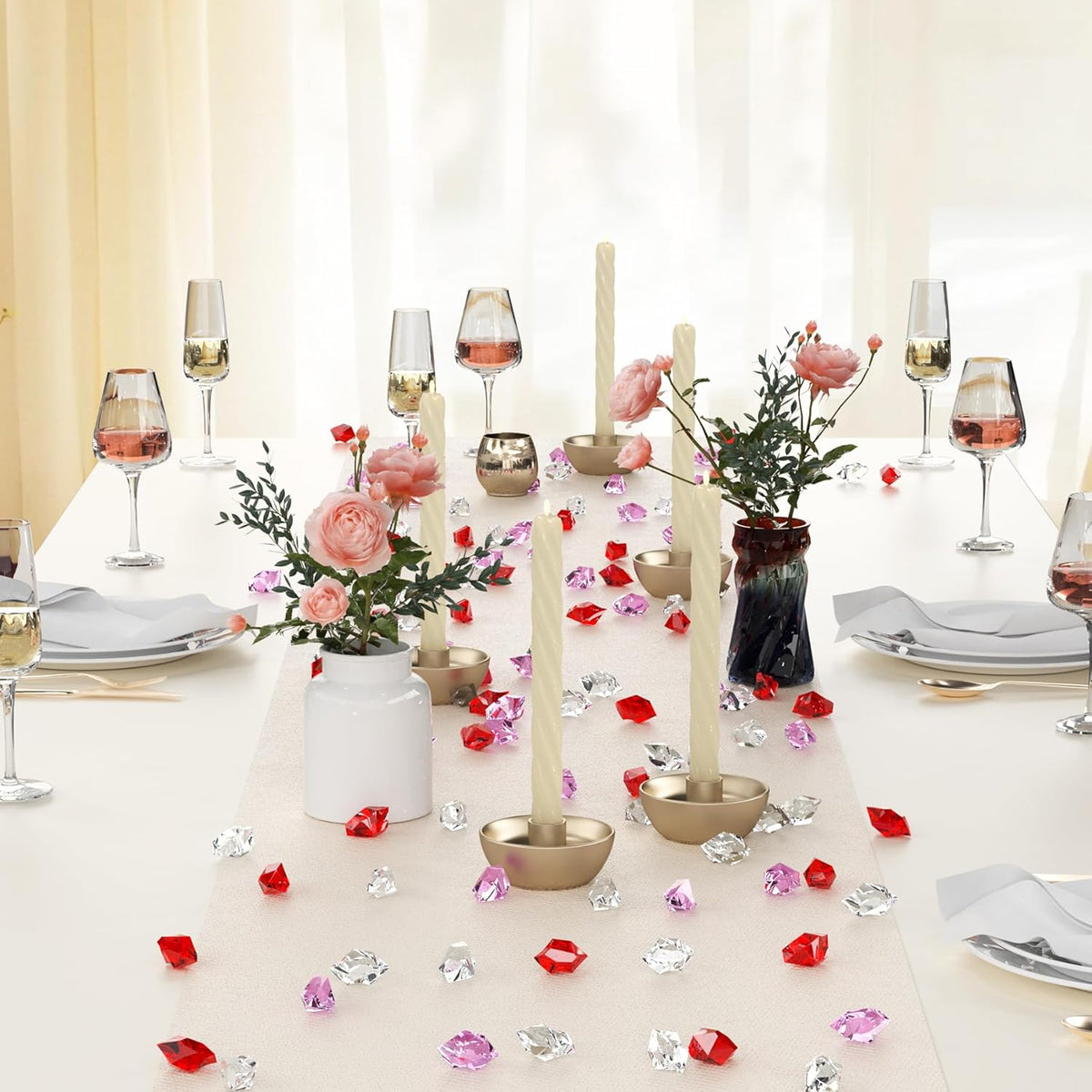 Babenest Acrylic Crushed Ice Rocks, 150 PCS Fake Crystals Plastic Ice Cubes Diamonds Gems for Vase
