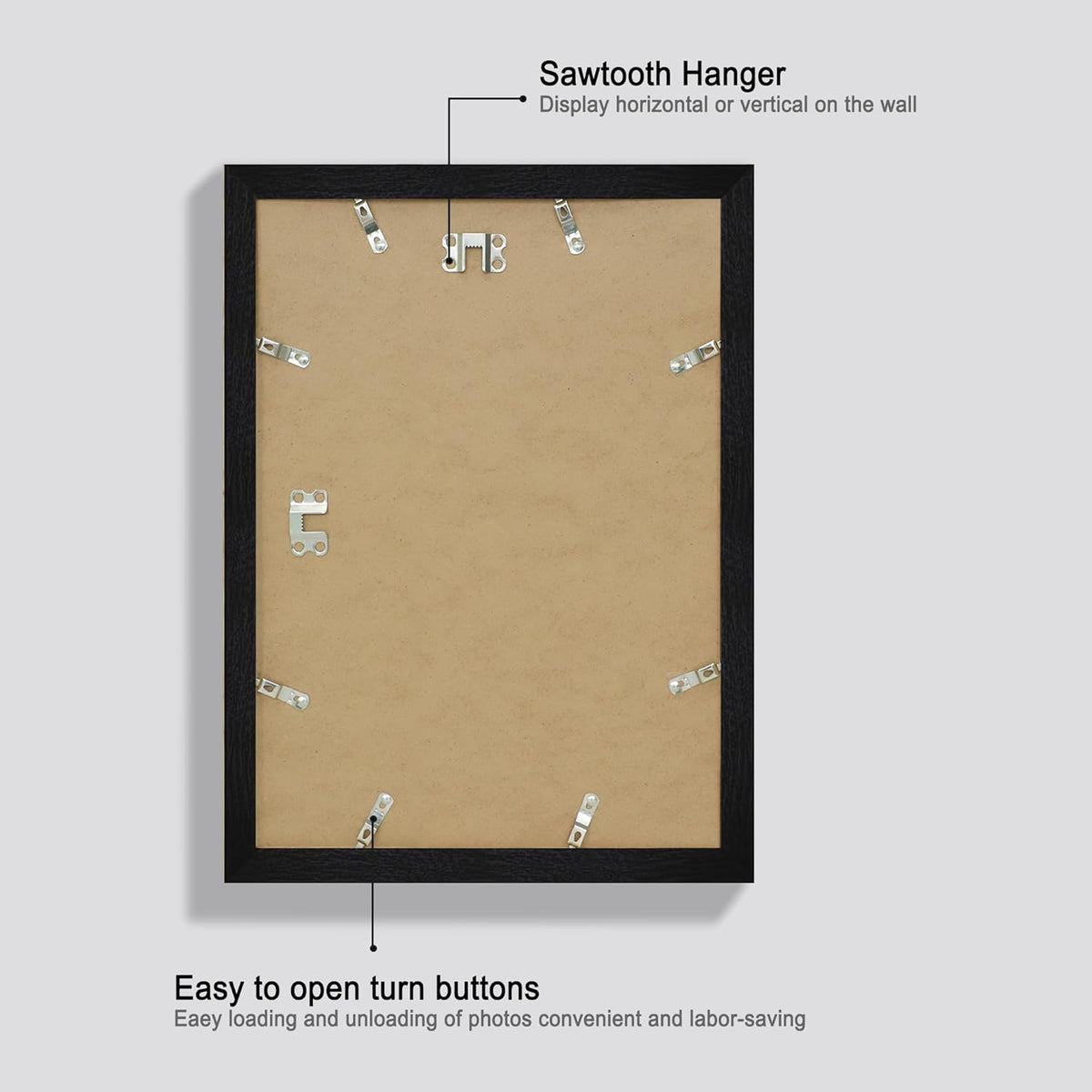 10x14 Picture Frame Set of 4 with Tempered Glass, Black Frame Display 8x12 Picture with Mat or 10 x