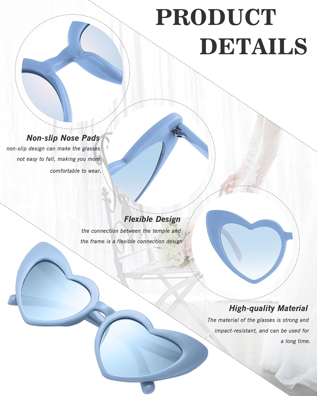 Flutesan 20 Pairs Retro Heart Sunglasses Vintage Cat Eye Heart Glasses Women Bachelorette Bride