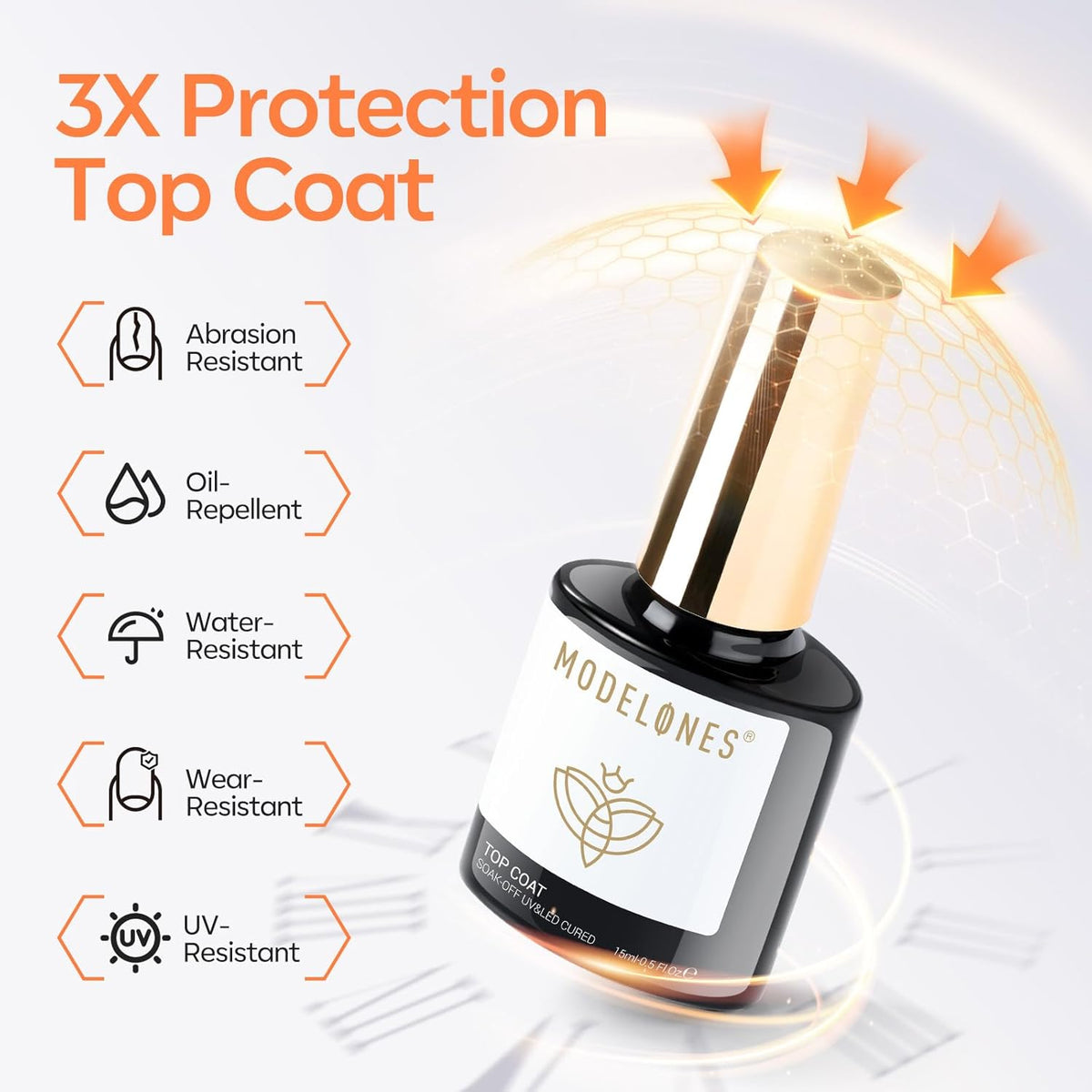 Modelones Gel Top Coat and Upgrade Silky Base, 2 Pcs 15ml Base and Top Coat Set Clear No Wipe