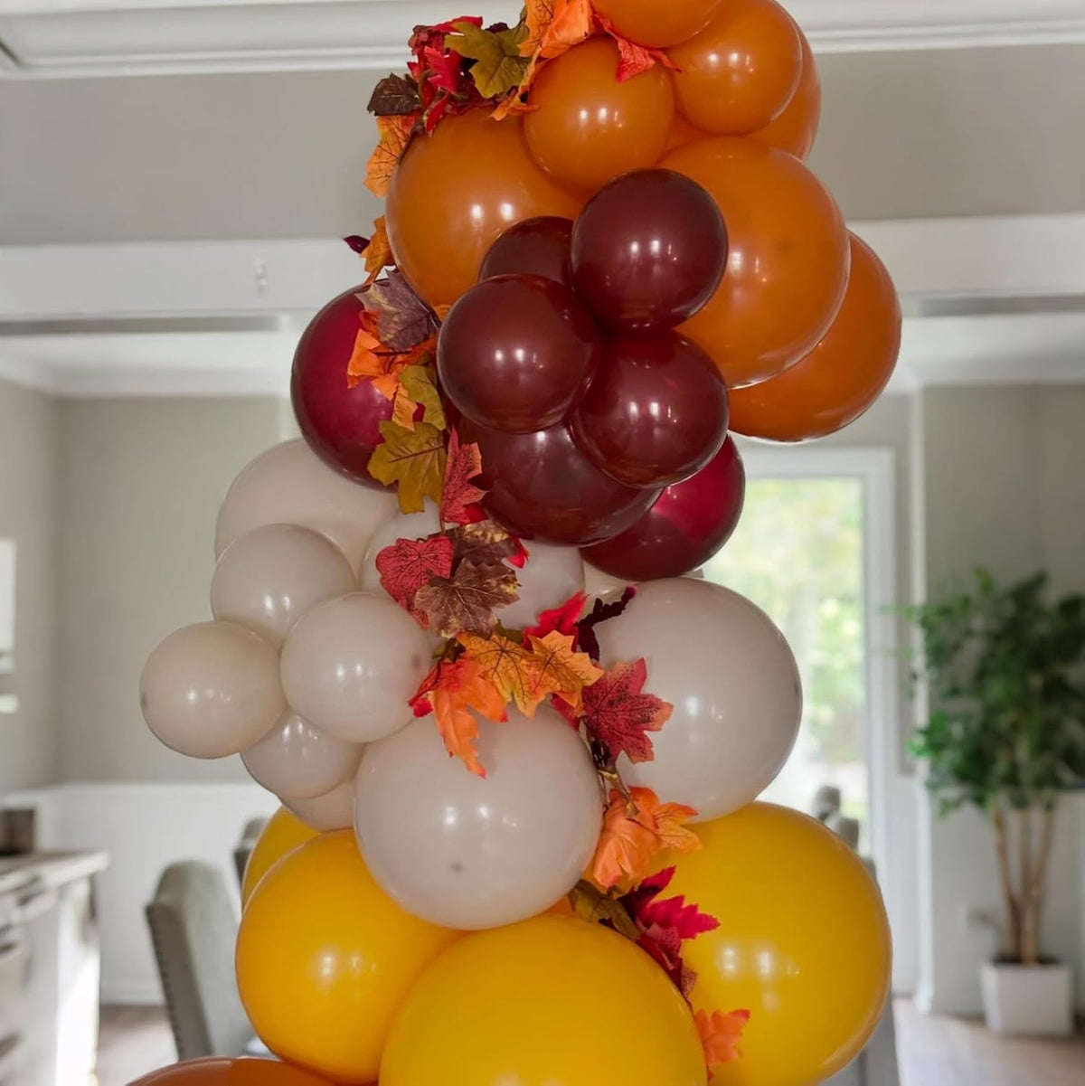 Burnt Orange Brown Balloons, 12 Inch 35PCS Fall Balloons with Orange Brown Yellow Burgundy Maroon