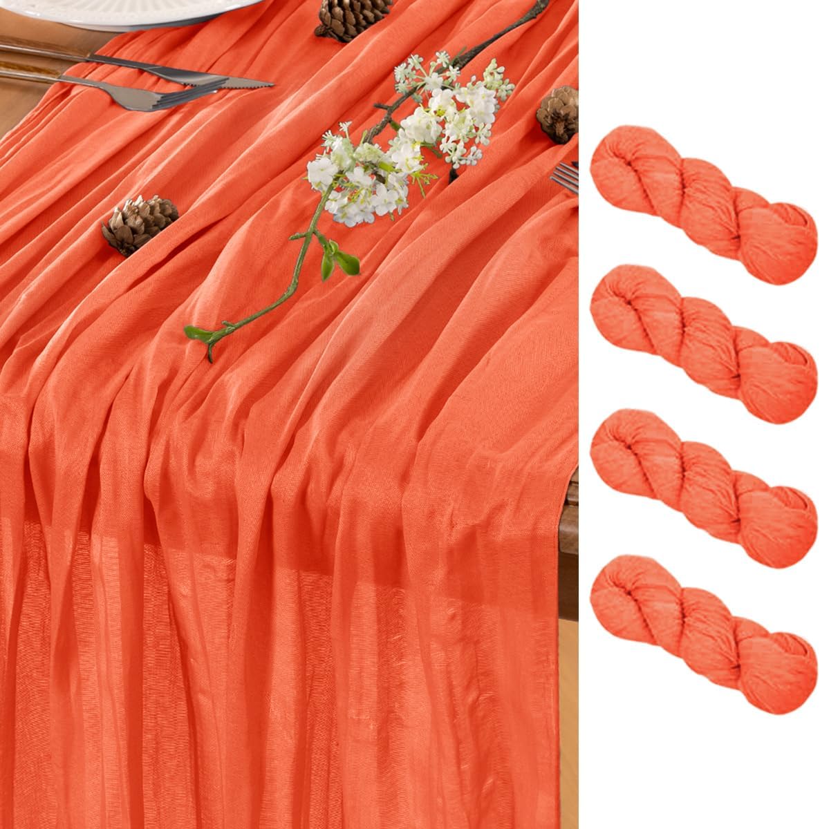 Orange Table Runner Cheesecloth Table Runner 4 Pack 10FT Farmhouse Table Runners 120 Inches Fall