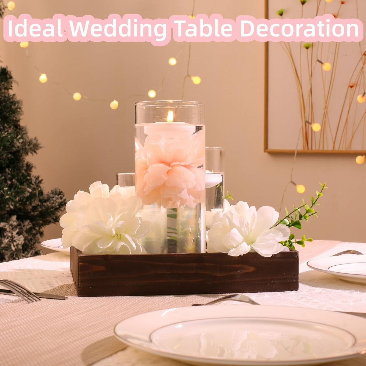 24 Pcs Floating Candles for Centerpieces and Floating Flowers Artificial Flowers Head Vase Filler