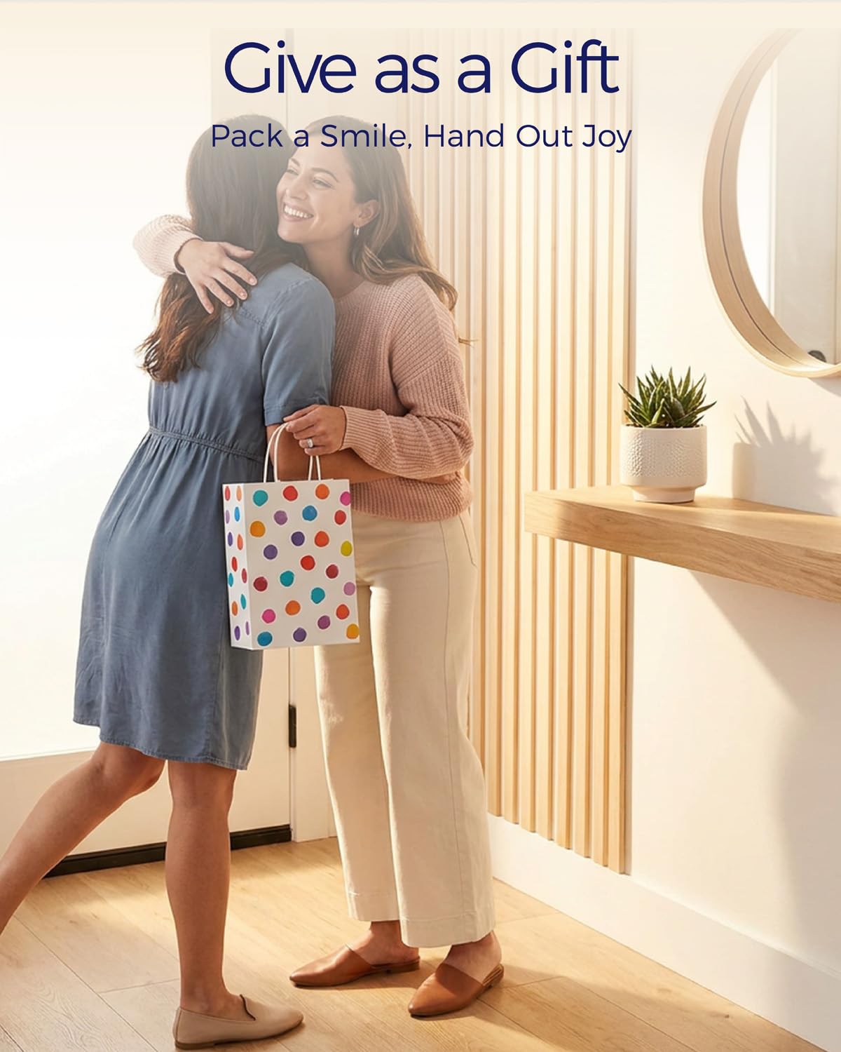 SUNCOLOR 24 Pack Small Paper Gift Bags, Colorful Polka Dot Design, 8.7 x 6.3 x 3.15 Inch, with