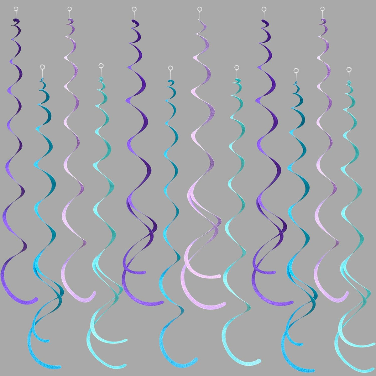 36 Pcs Mermaid Hanging Swirl Decorations Teal Purple Felt Swirl Streamer Spiral Ceiling Decorations