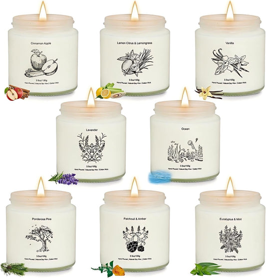 8 Pack Candles for Home Scented, Gifts for Women,Aromatherapy Candle Set for Women, Natural Soy Wax