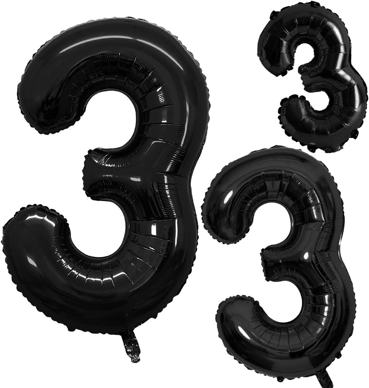 GOER Black Foil Balloons Number 3,Huge Number Balloons for 3rd Birthday Party Supplies Anniversary