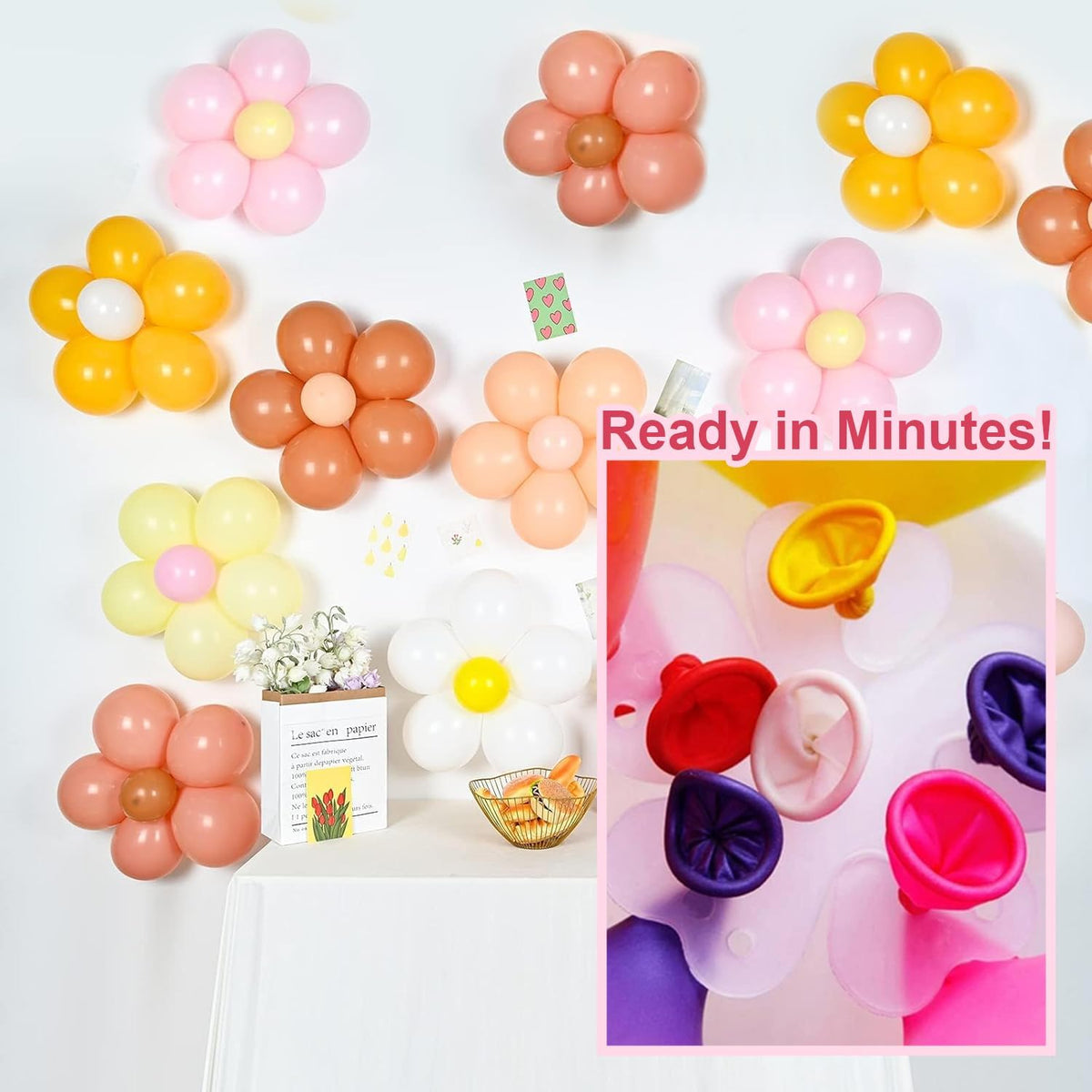 ROYALHOUSE Flower Balloon Clips Flower Shape Balloon Clips Holder 5 Balloon Clip for Party