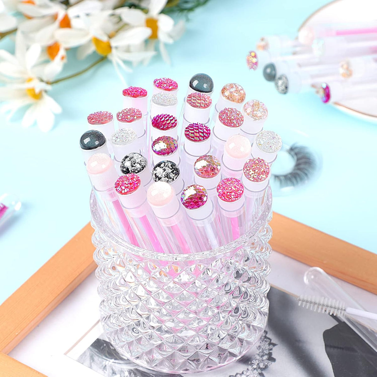 20 Pieces Eyelashes Brush Container Disposable Mascara Bruush Wand Case Lash Spoolies Tube Spoolie