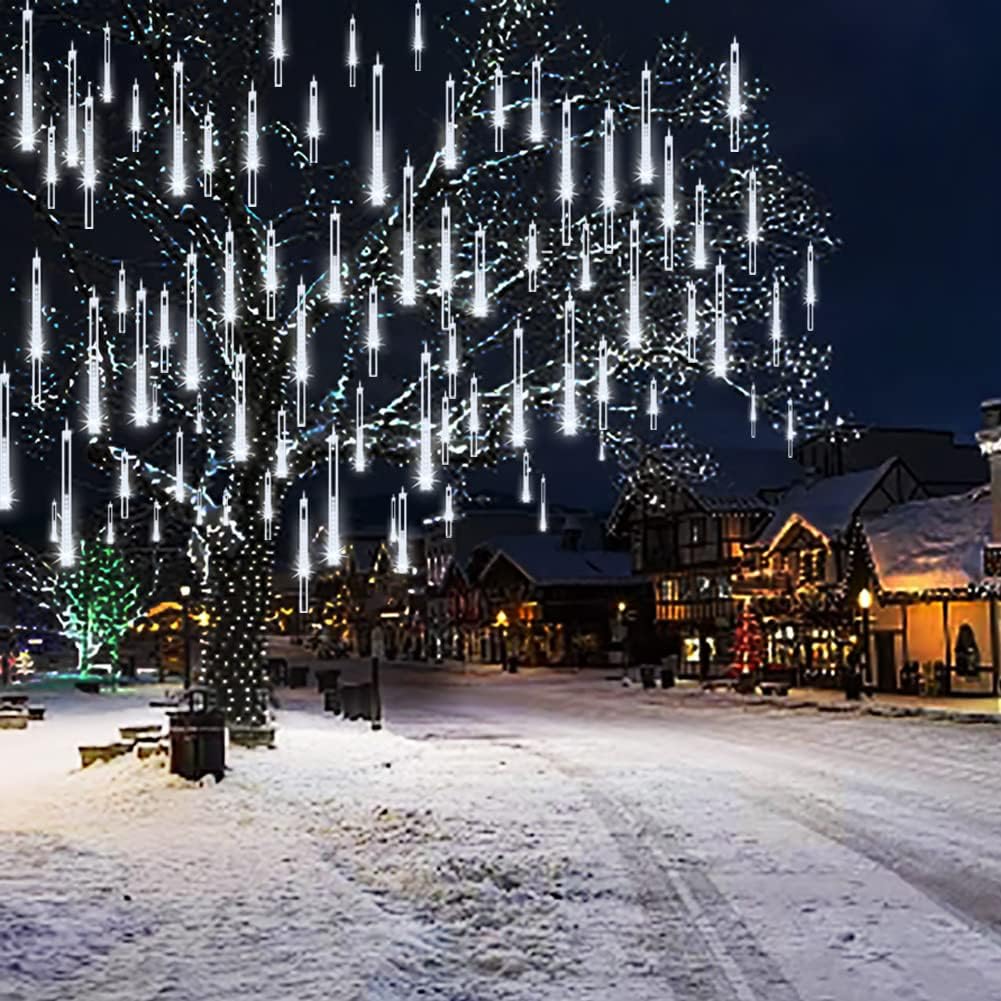 Christmas Lights Outdoor UL Certified Meteor Shower Lights 12 Inch 8 Tubes 192 LED Falling Rain
