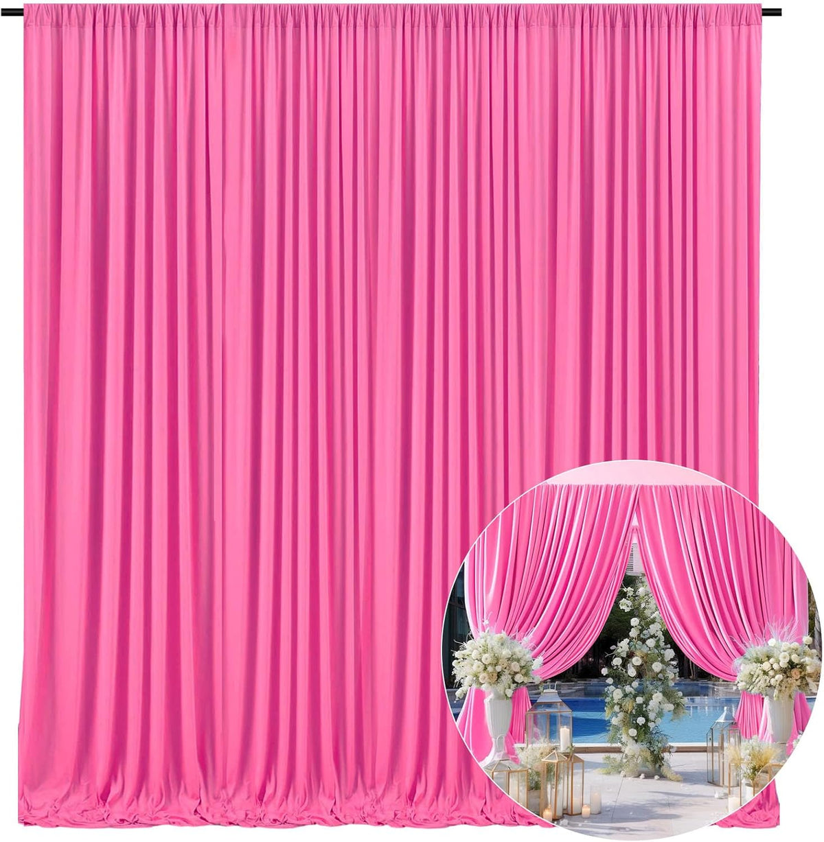 10 x 10 Feet Pink B Backdrop Curtain for Partie, Background Curtains for Photoshoot, Birthday