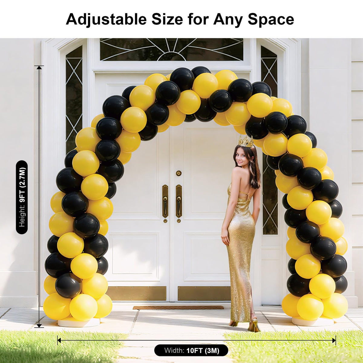 Upgraded Balloon Arch Kit, Large Adjustable Stand with Base, 10Ft Wide & 9FT Tall for Birthday