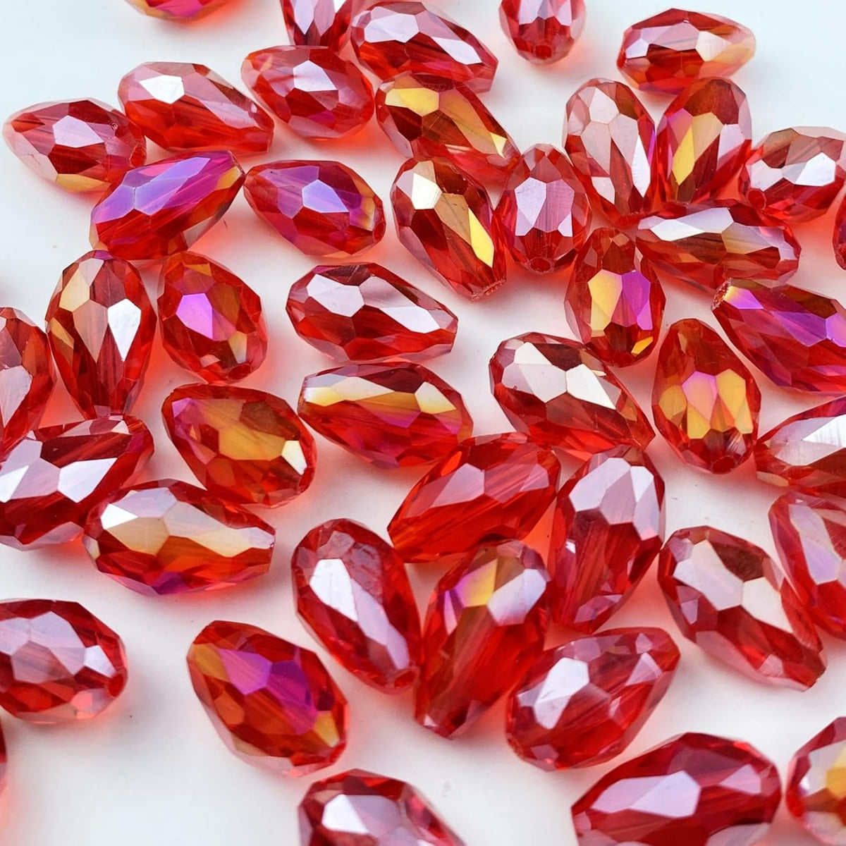 200pcs 4x6mm Teardrop Crystal Glass Beads Vertical Hole Faceted Glass Teardrop Spacer Beads for
