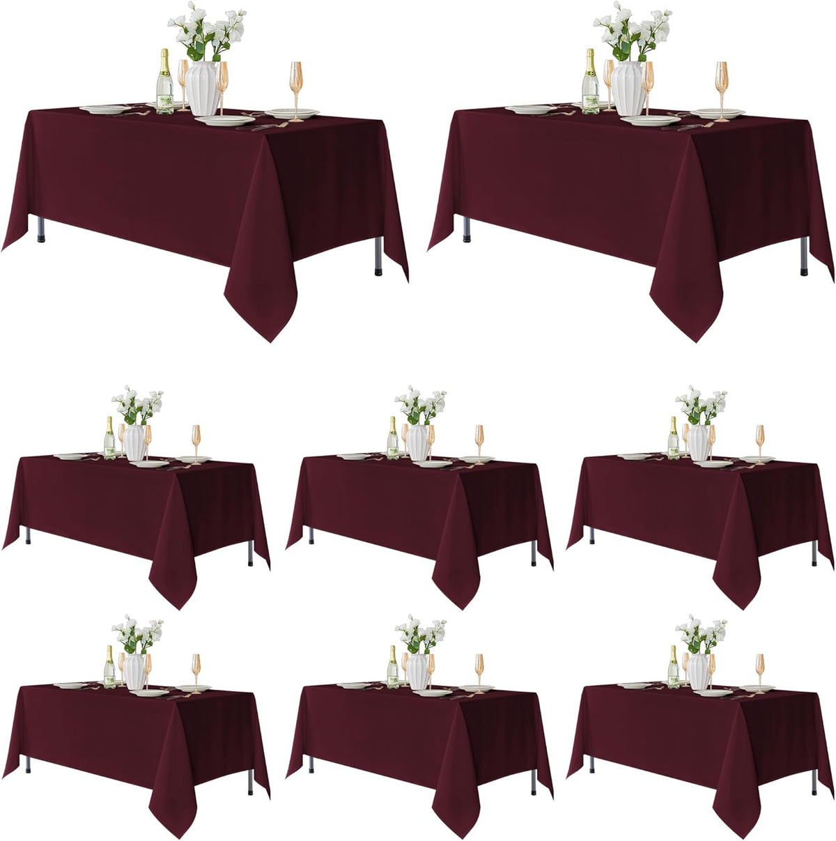 Fitable 8 Pack Table Cloth Rectangle Table: Stain and Wrinkle Resistant Tablecloth Rectangular