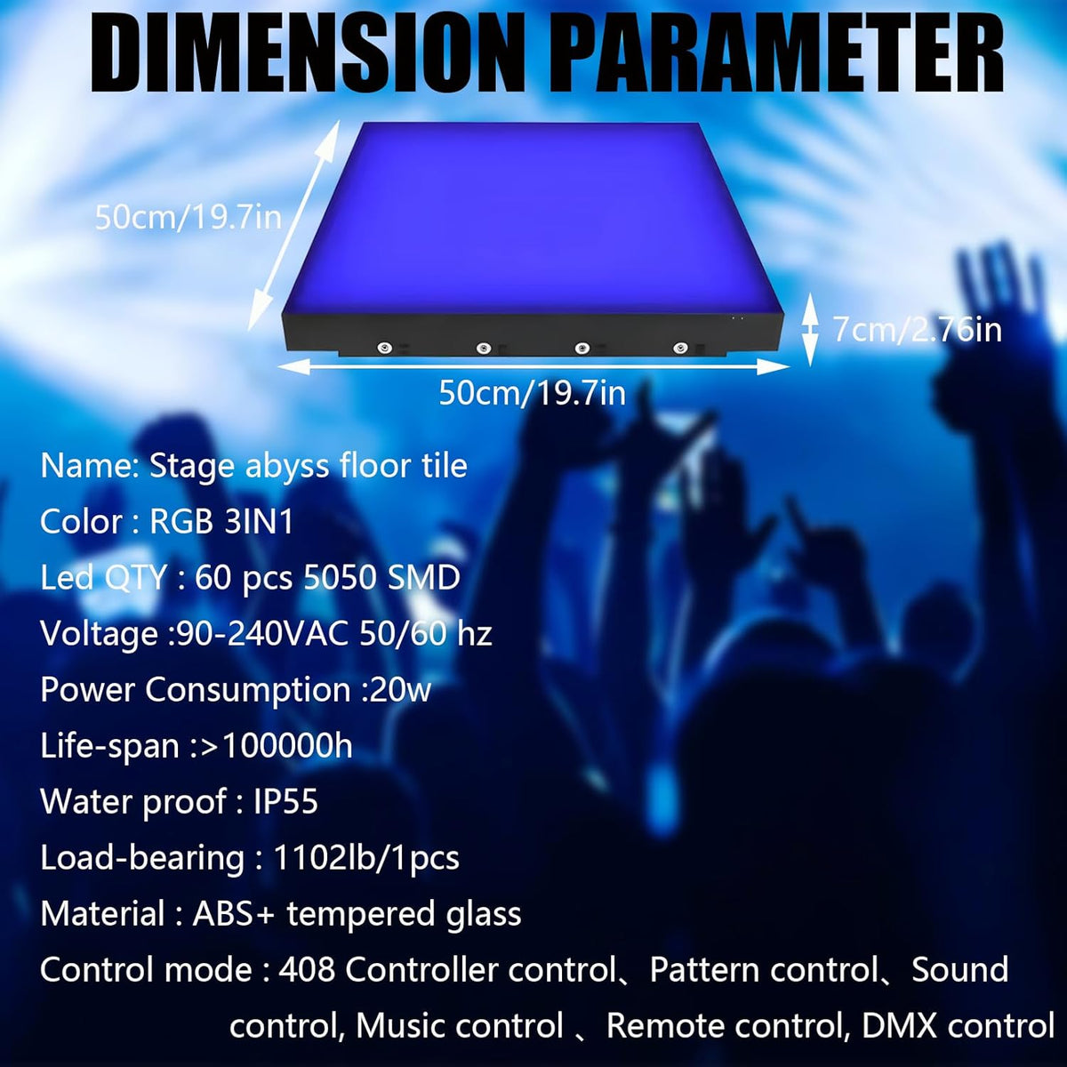 Dance Floor Stage Lights Tempered Glass Infinity Mirror Panel 3D Effect Led Dance Floor for Wedding