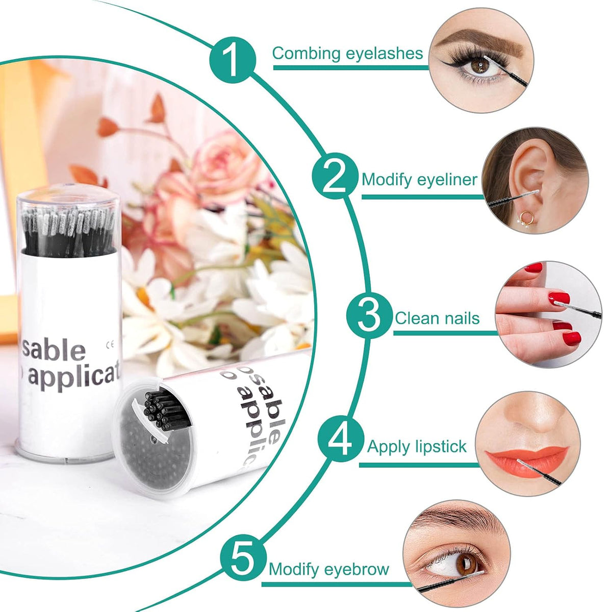 200PCS Micro Applicators Brushes Mini Cotton Swabs Remove Grafted Eyelash Glue Dedicated Brush