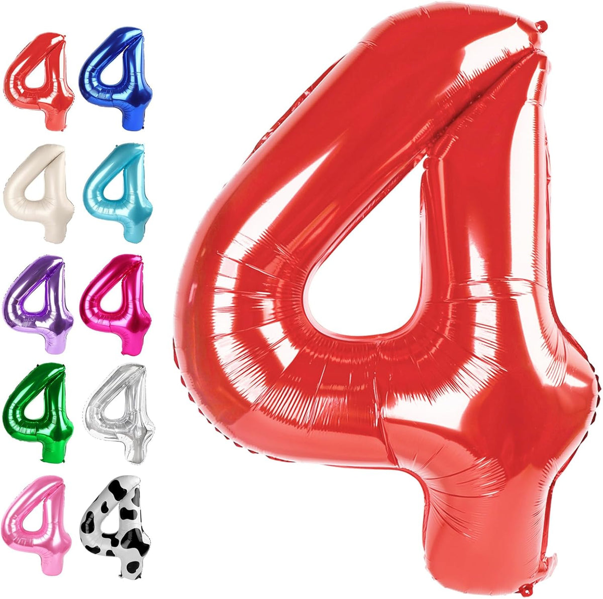 40 Inch Red Large Number 4 Birthday Balloon, Giant Number Four 14 24 34 40 44 Balloons, Foil Mylar