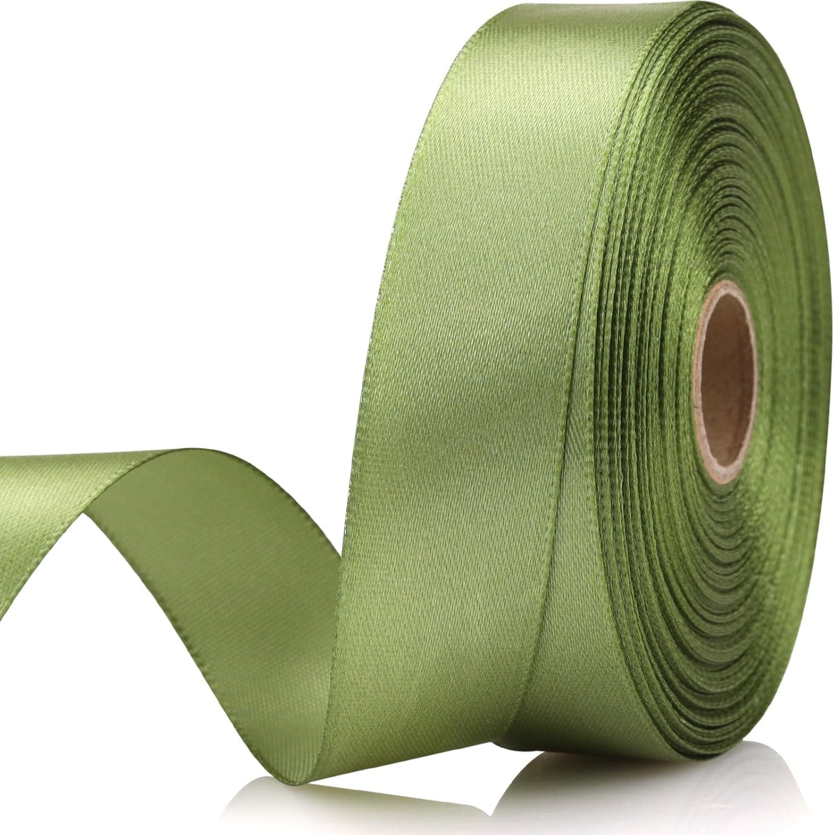 Olive Green Satin Craft Ribbon - 7/8 Inch, 30 Yards - Single Face Polyester for Handmade Roses