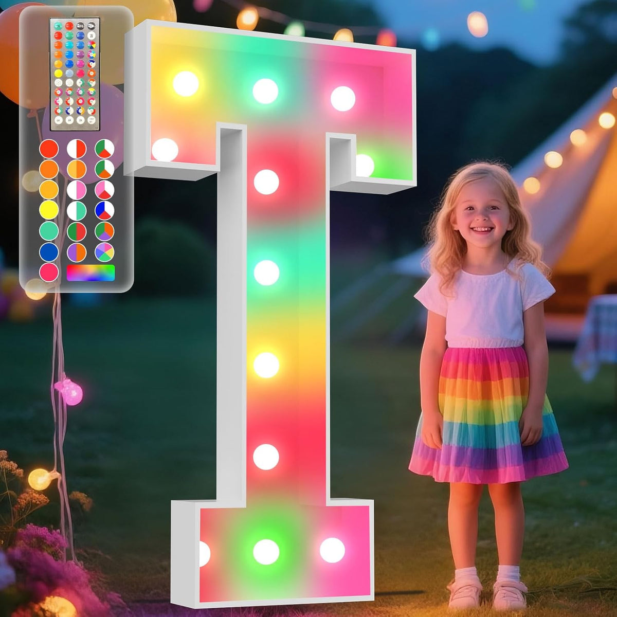 Ledido 4FT Marquee Light Up Letters, 34 Colors Changing Marquee Letter 4 Feet Tall with Remote, Big