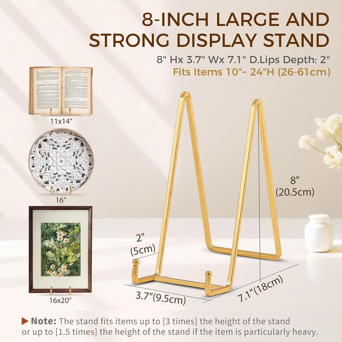 Plate Holder Easel Display Stand - 8 inch Metal Plate Stands for Display - Tabletop Picture Stand