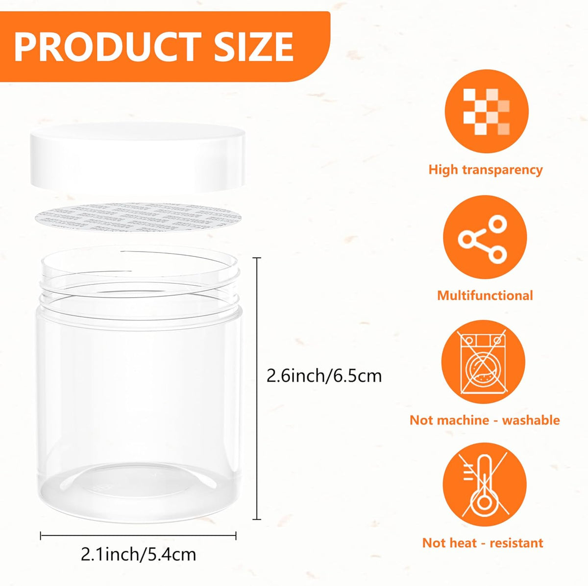 84PCS 4oz/125ml Plastic Jars with Screw On White Lids Seal Stickers Bottle Lid,Clear Container for
